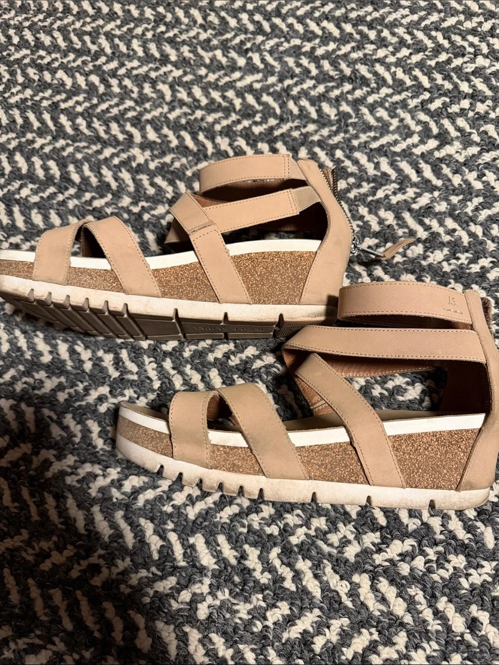Josef Seibel Neutral Tan Strappy Wedge Sandals
